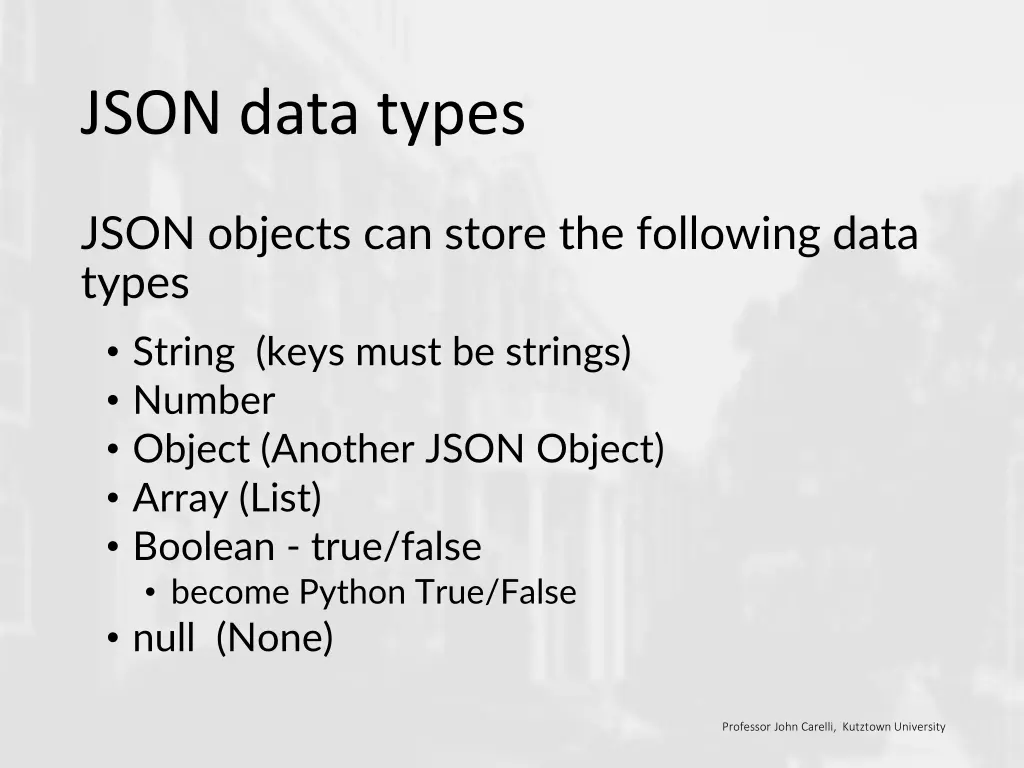 json data types