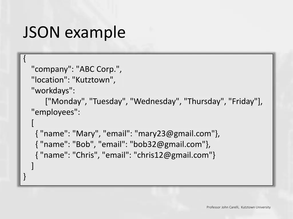 json example