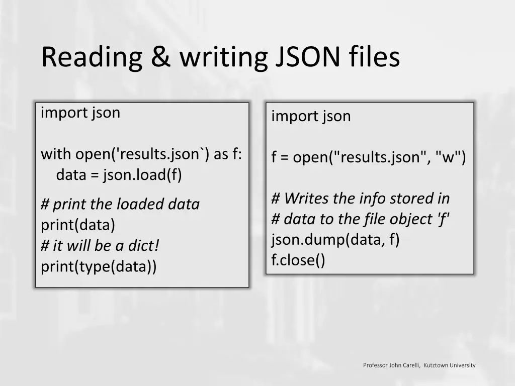 reading writing json files