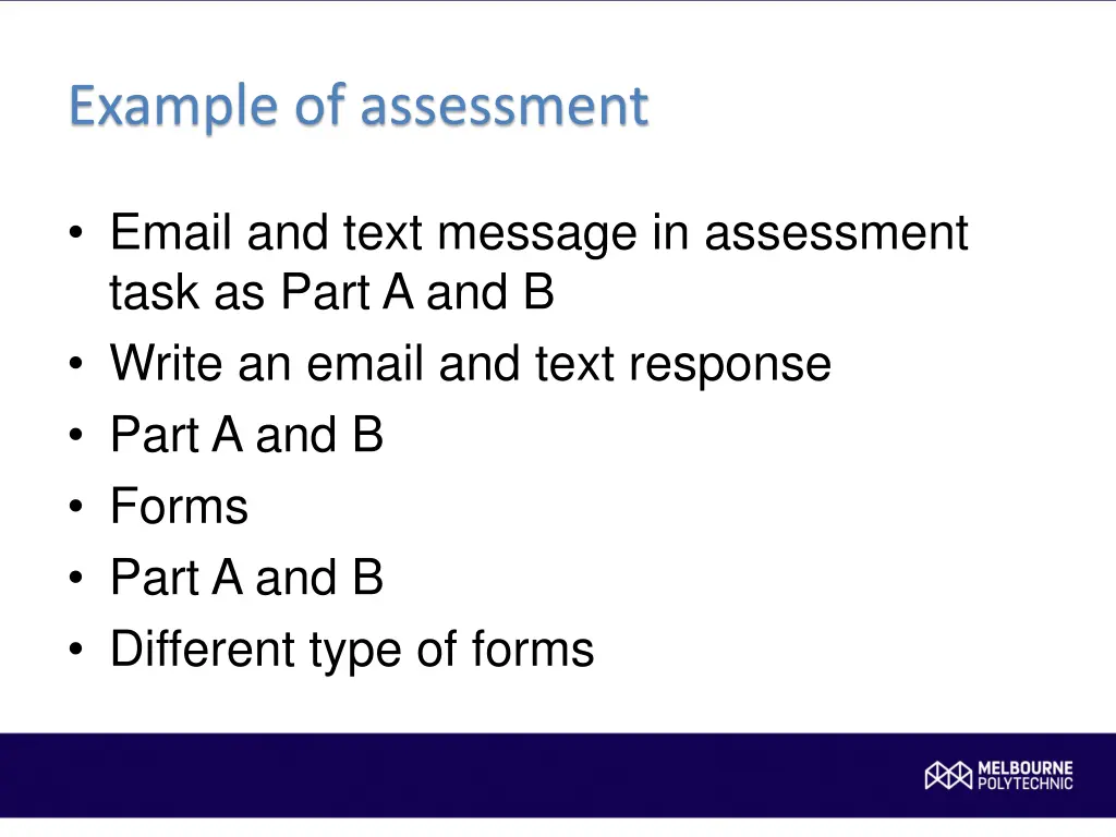 example of assessment