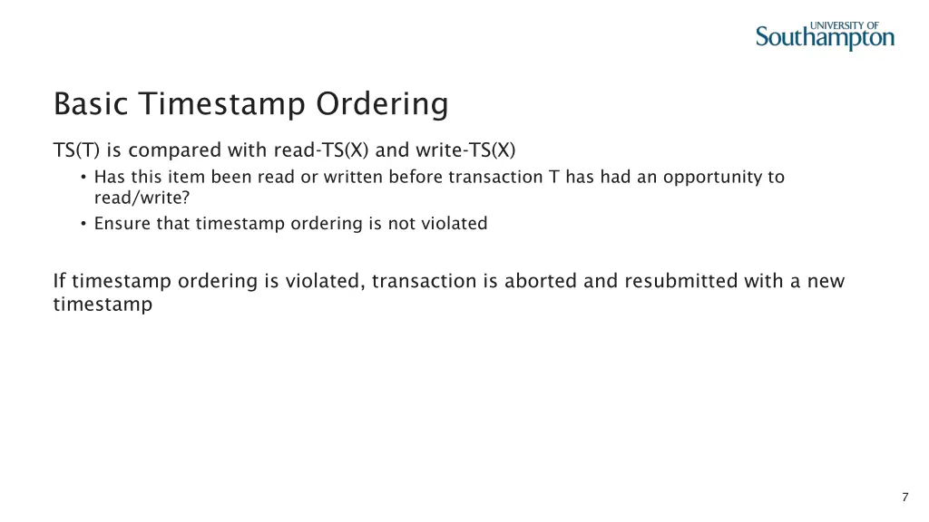 basic timestamp ordering