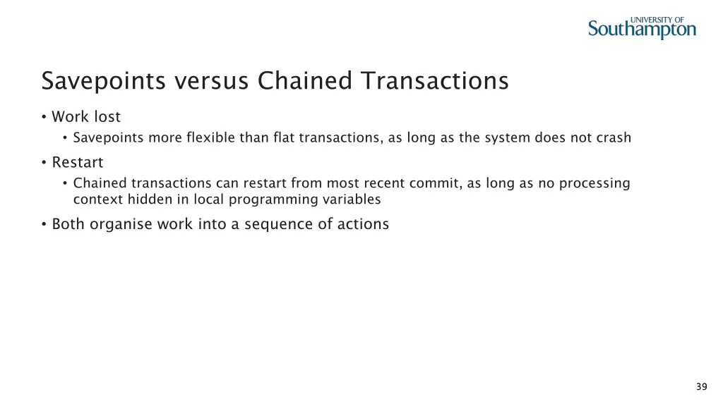 savepoints versus chained transactions 1