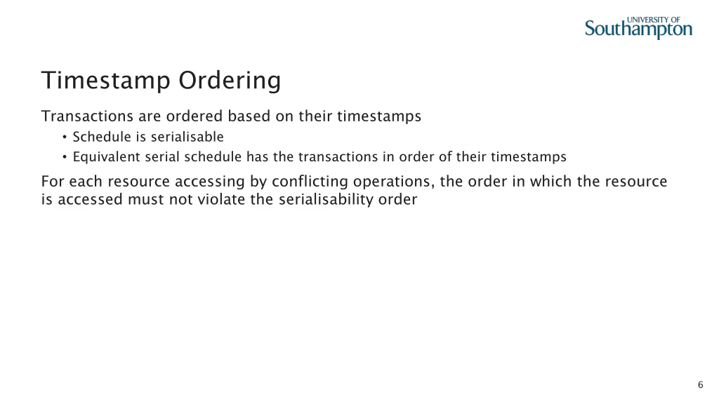 timestamp ordering