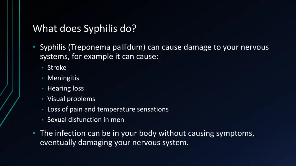 what does syphilis do