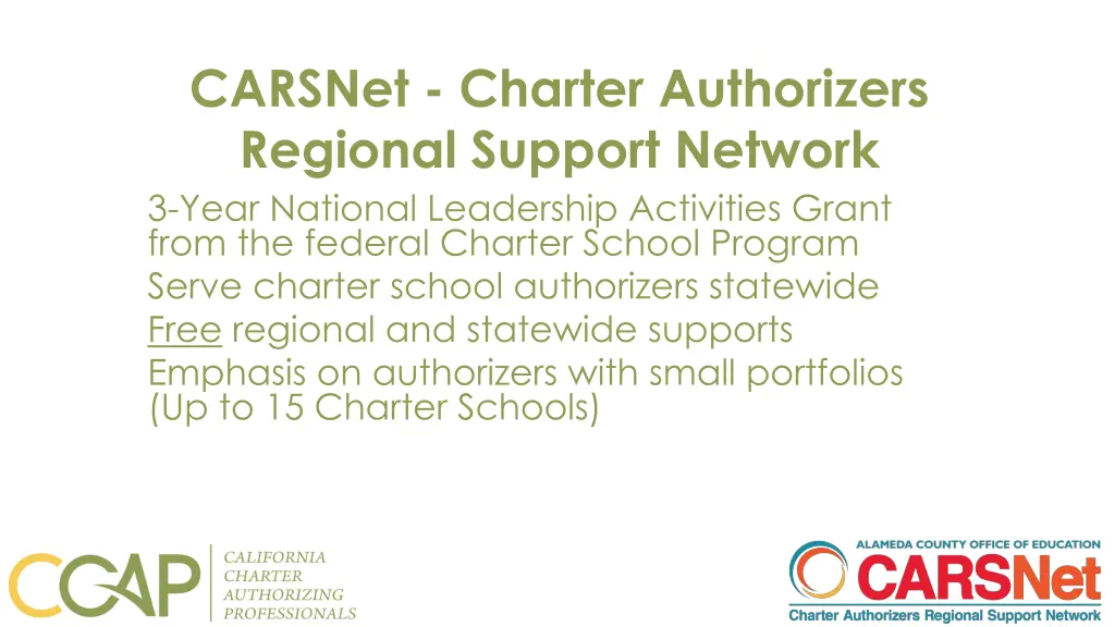 carsnet charter authorizers regional support