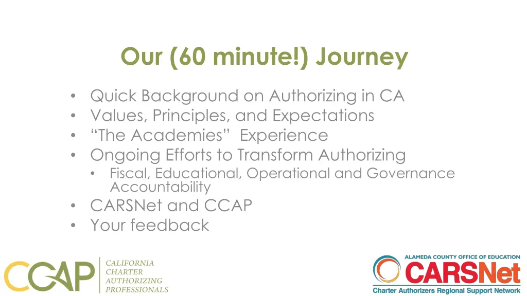 our 60 minute journey