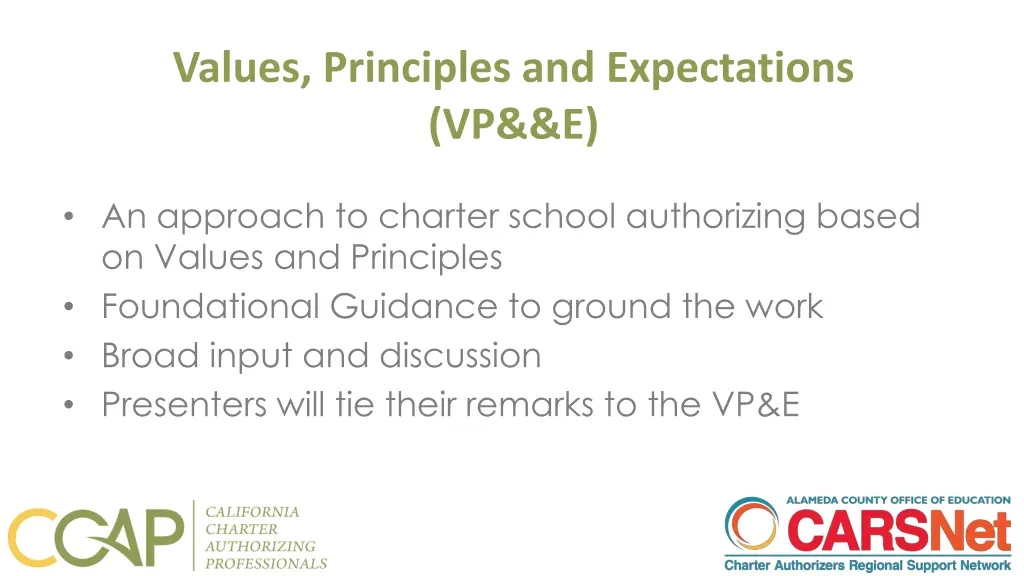 values principles and expectations vp e