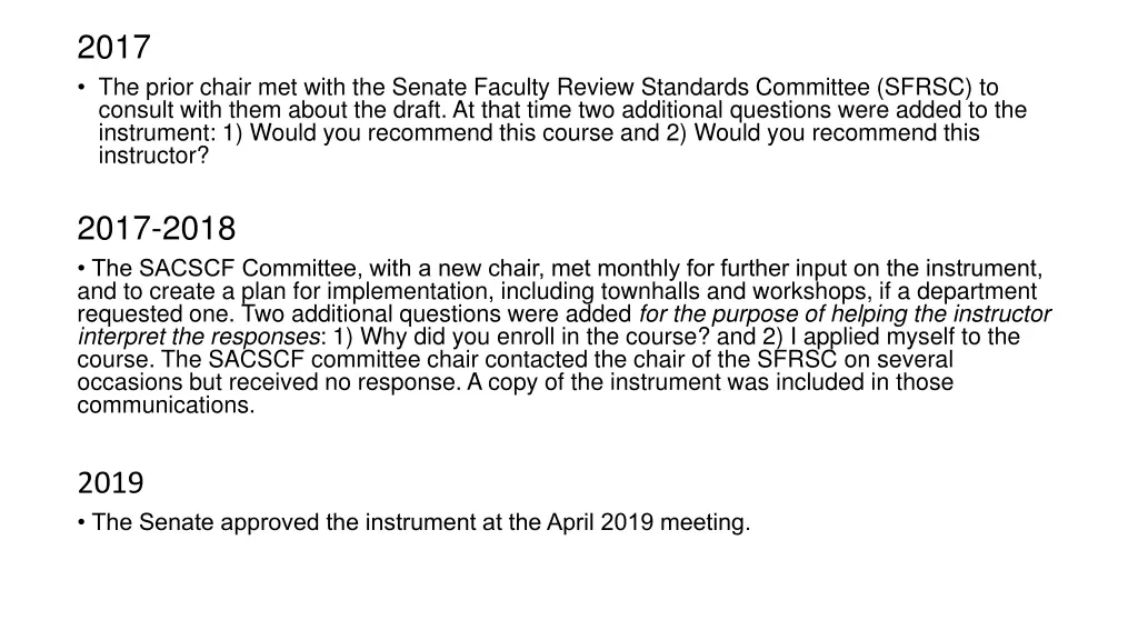 2017 the prior chair met with the senate faculty