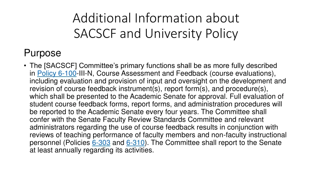 additional information about sacscf