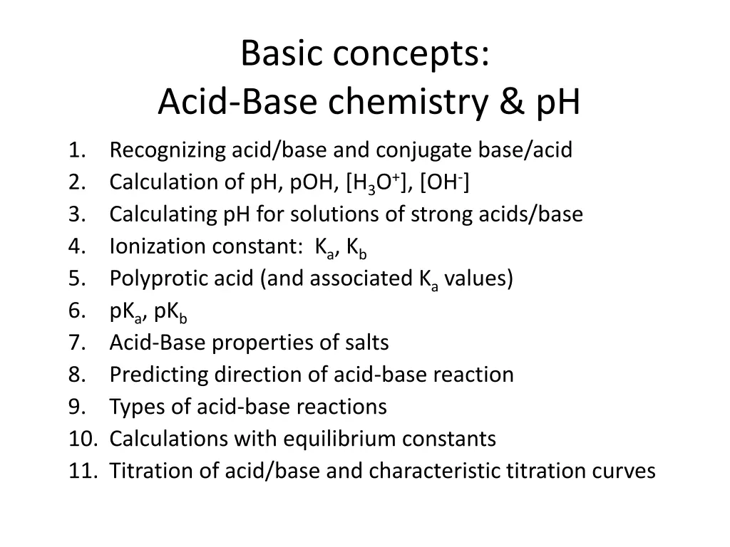 basic concepts acid base chemistry ph