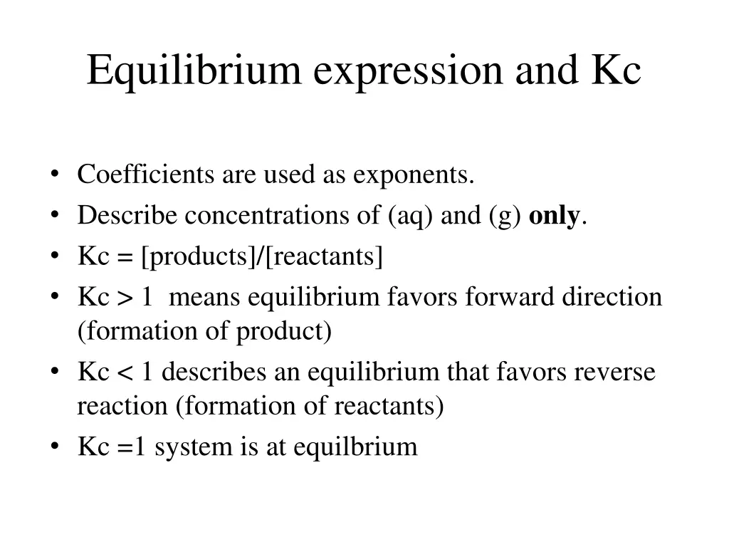 equilibrium expression and kc