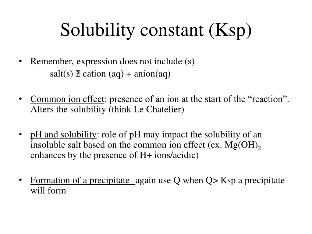 solubility constant ksp