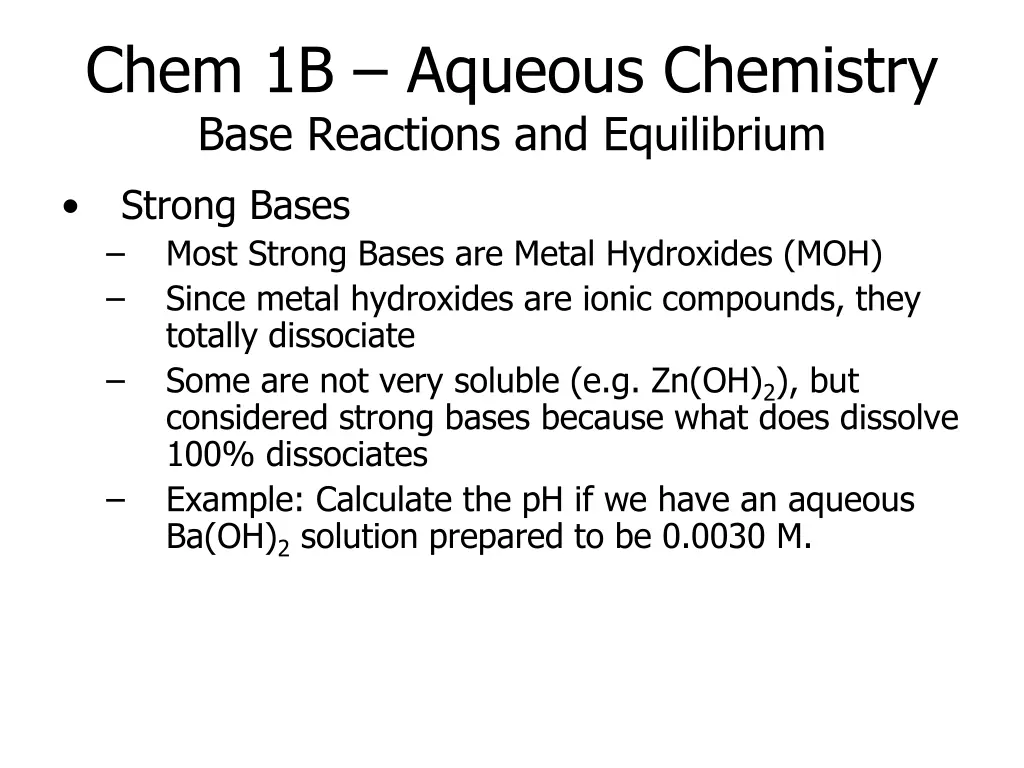 chem 1b aqueous chemistry base reactions