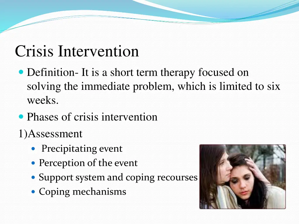 crisis intervention definition it is a short term