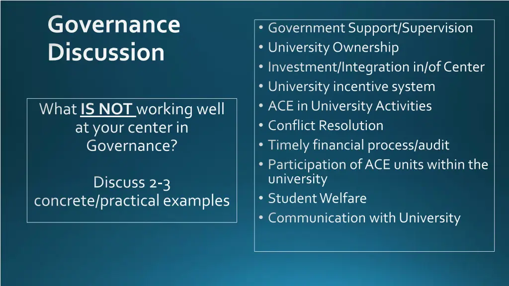 governance discussion 1