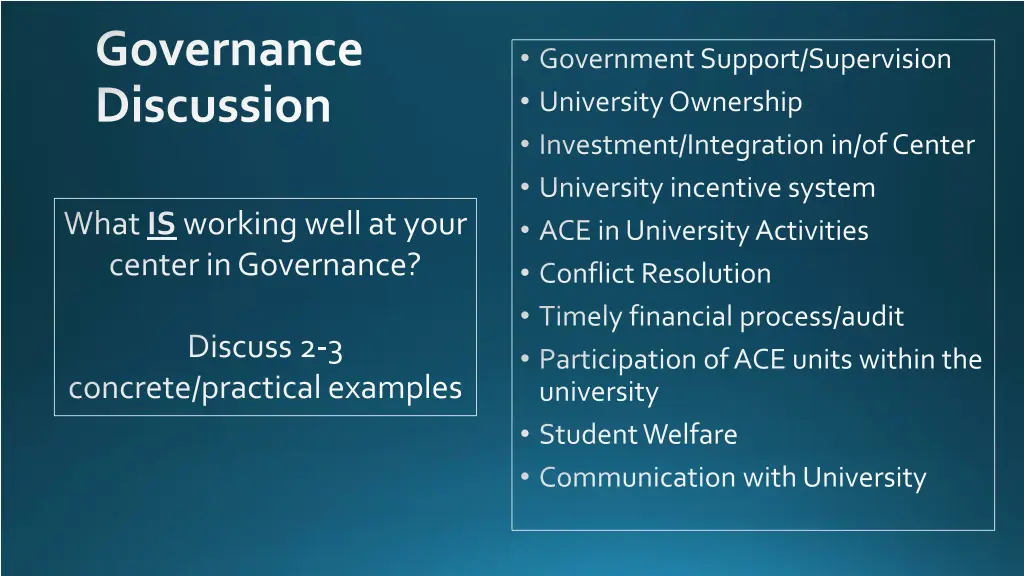 governance discussion