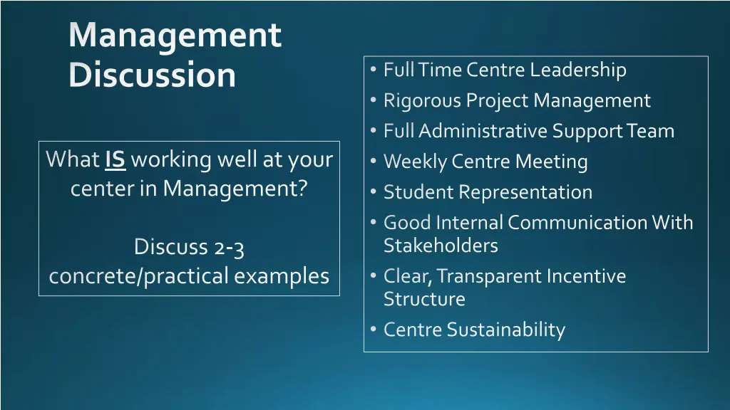 management discussion