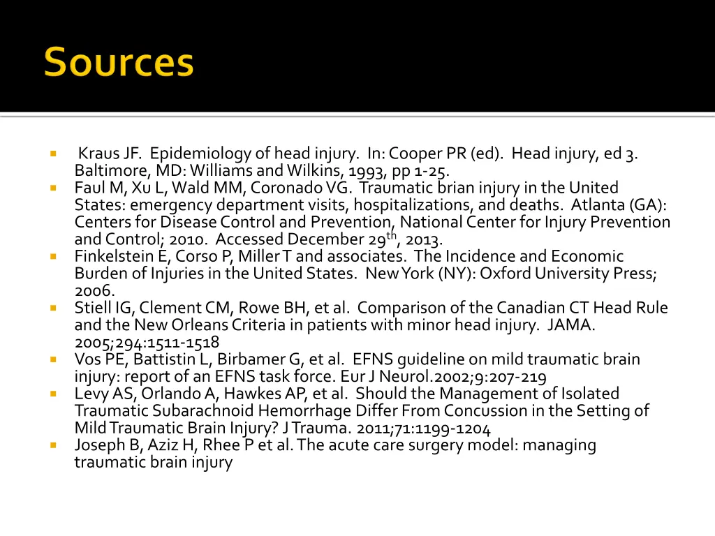 kraus jf epidemiology of head injury in cooper