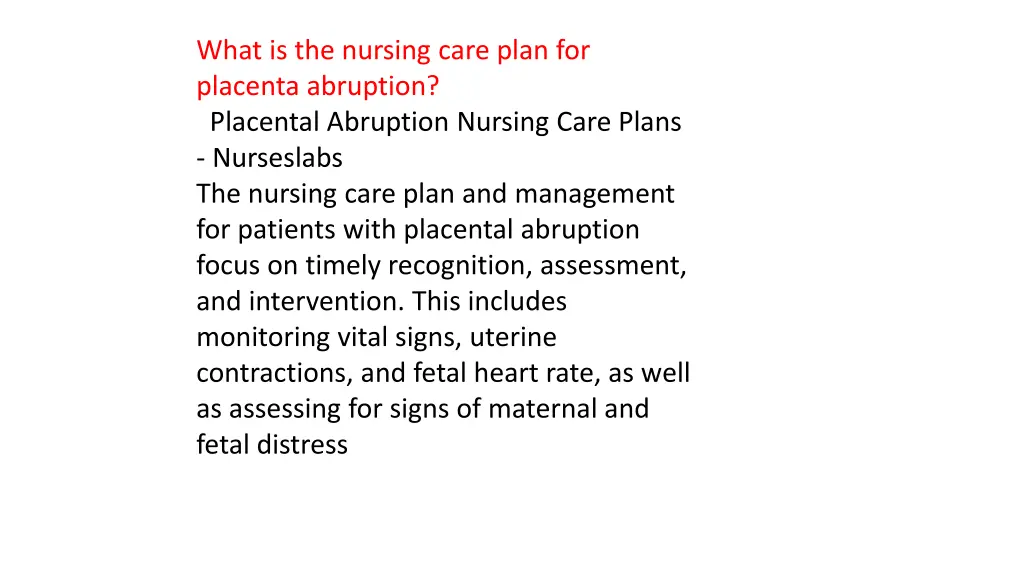 what is the nursing care plan for placenta