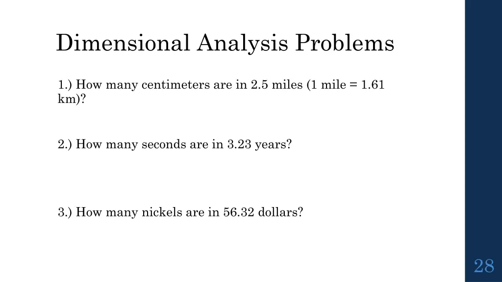 dimensional analysis problems