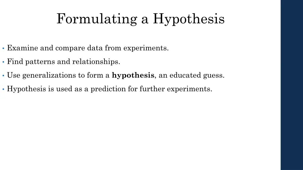 formulating a hypothesis
