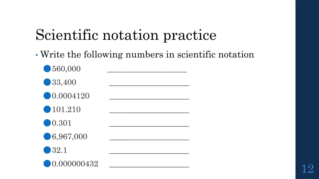scientific notation practice