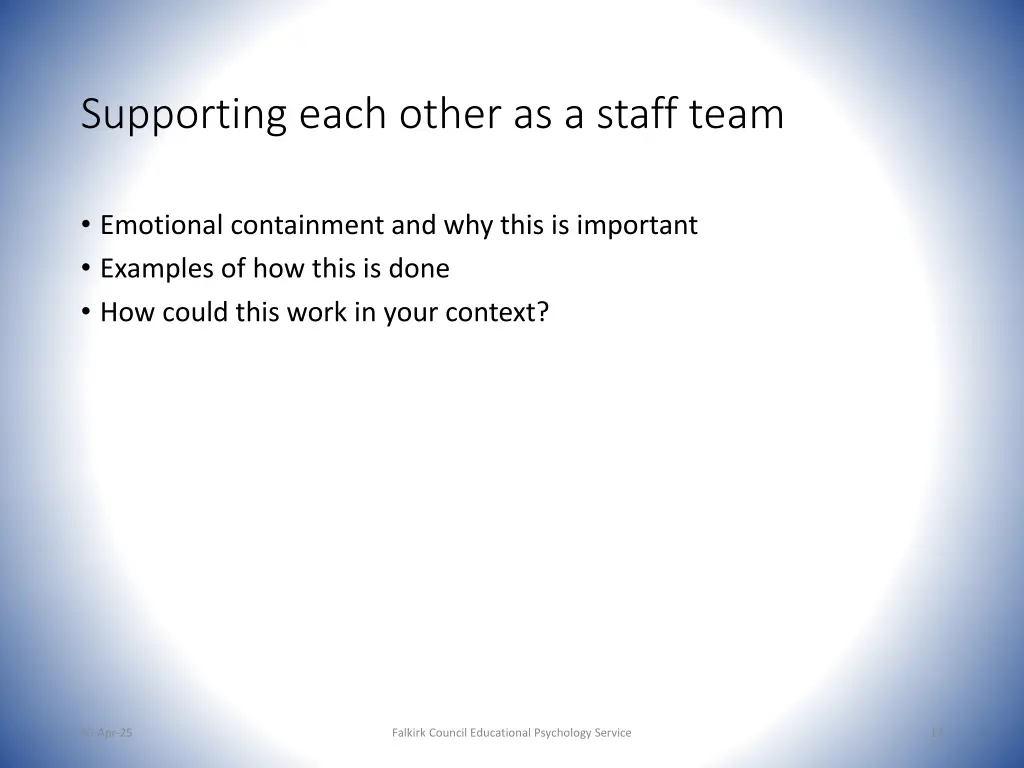 supporting each other as a staff team