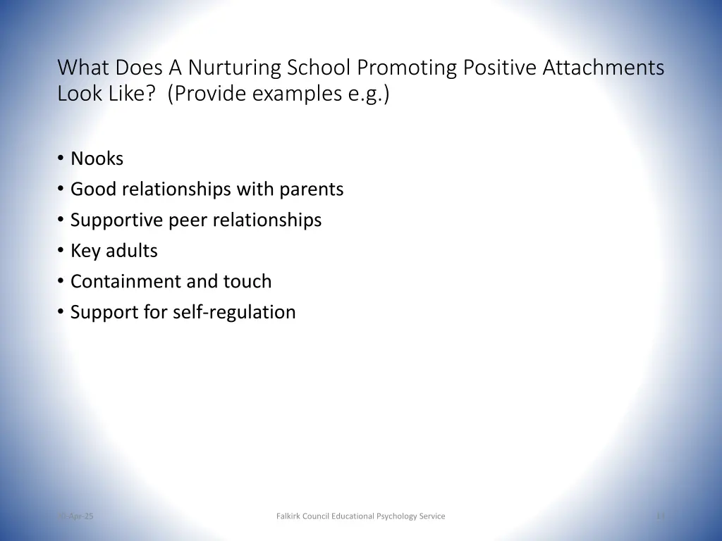 what does a nurturing school promoting positive