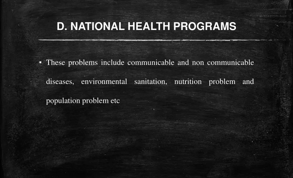 d national health programs