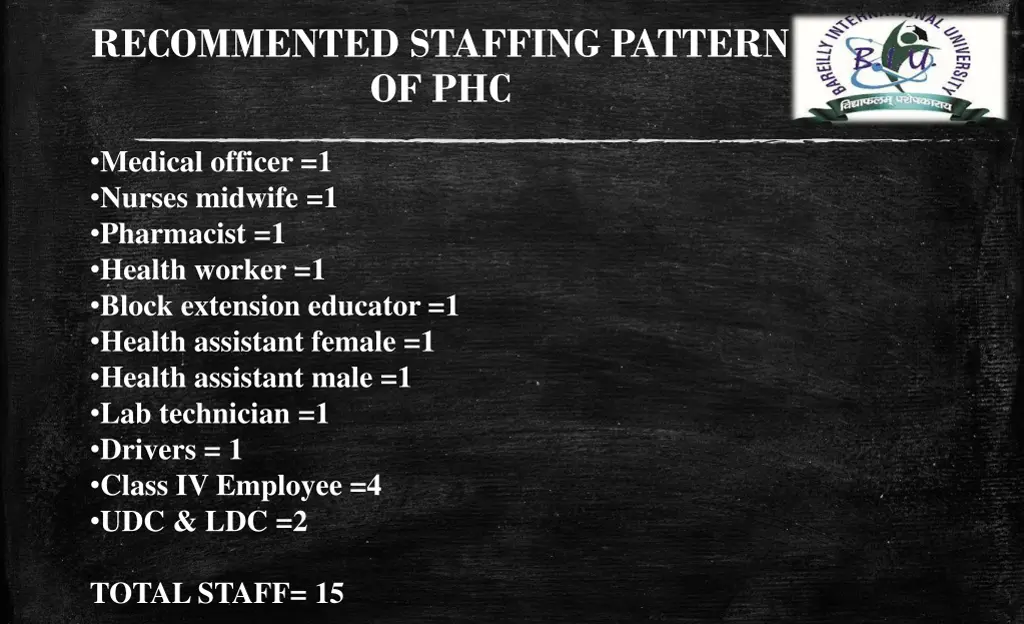 recommented staffing pattern of phc