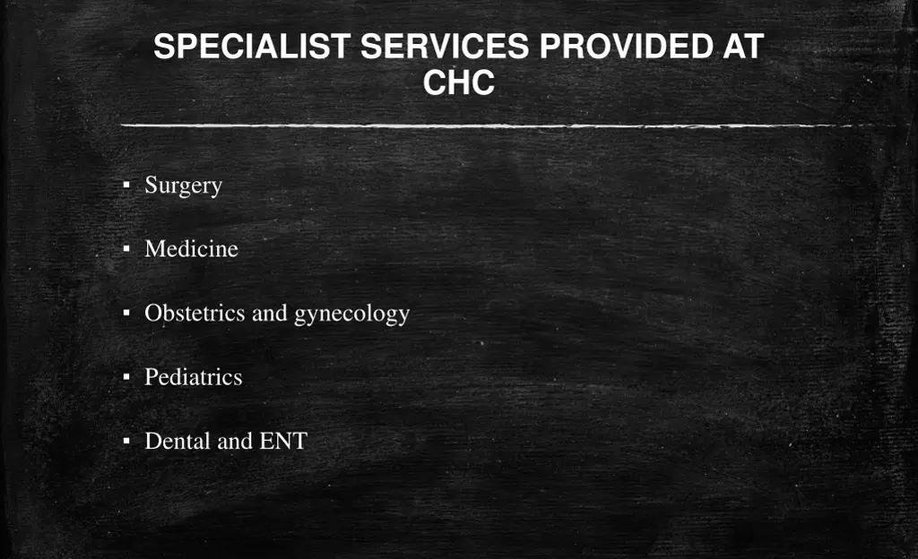 specialist services provided at chc