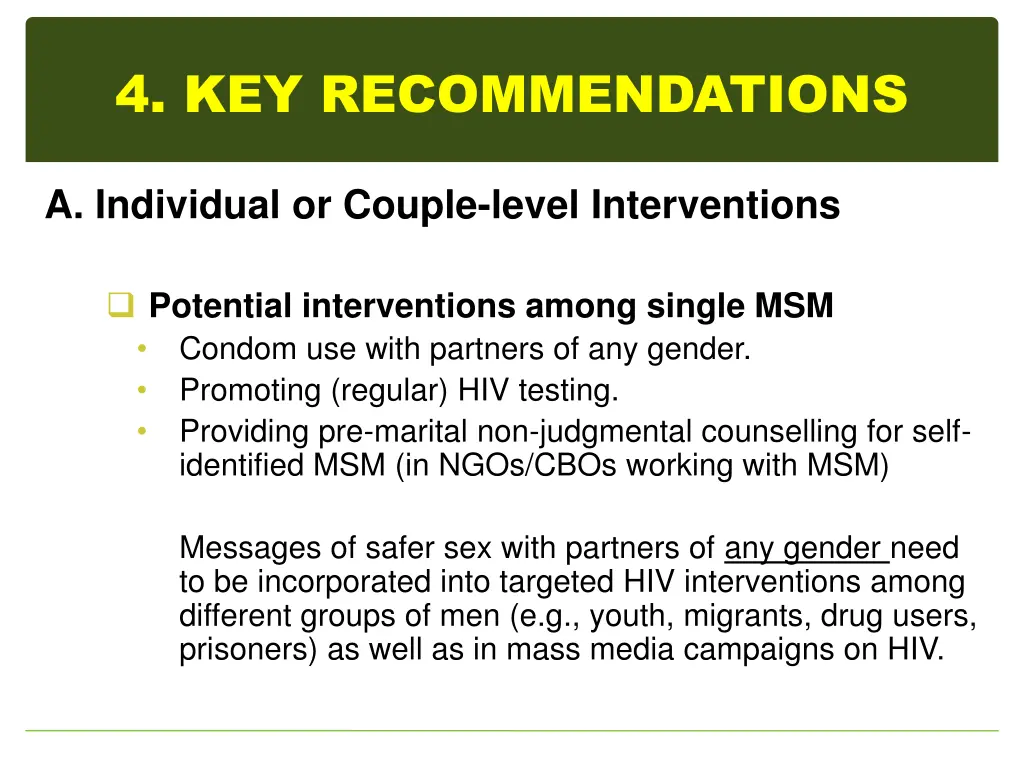 4 key recommendations