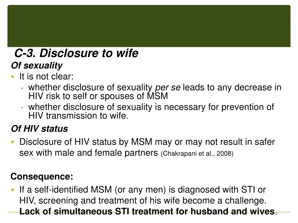 c 3 disclosure to wife of sexuality