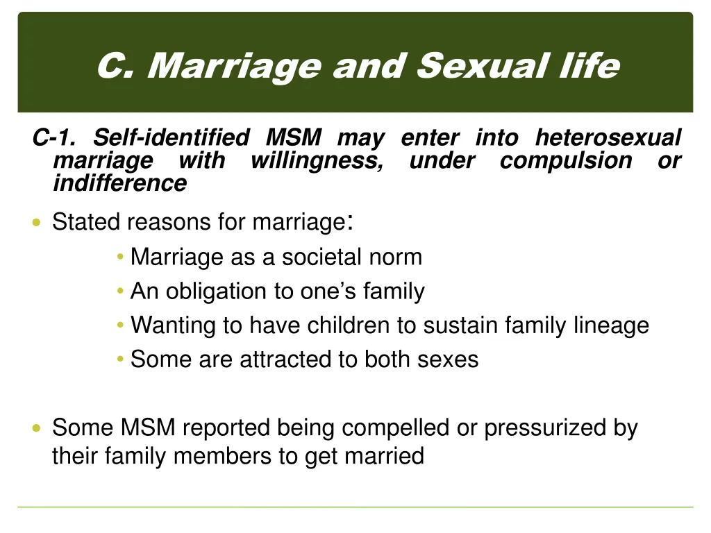 c marriage and sexual life