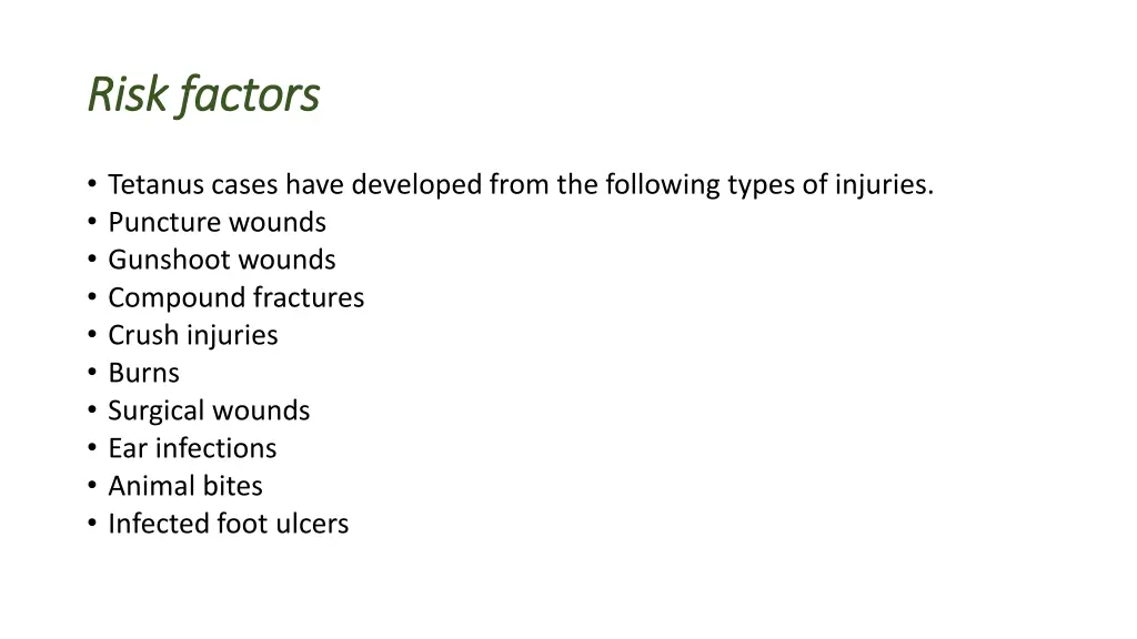 risk factors risk factors