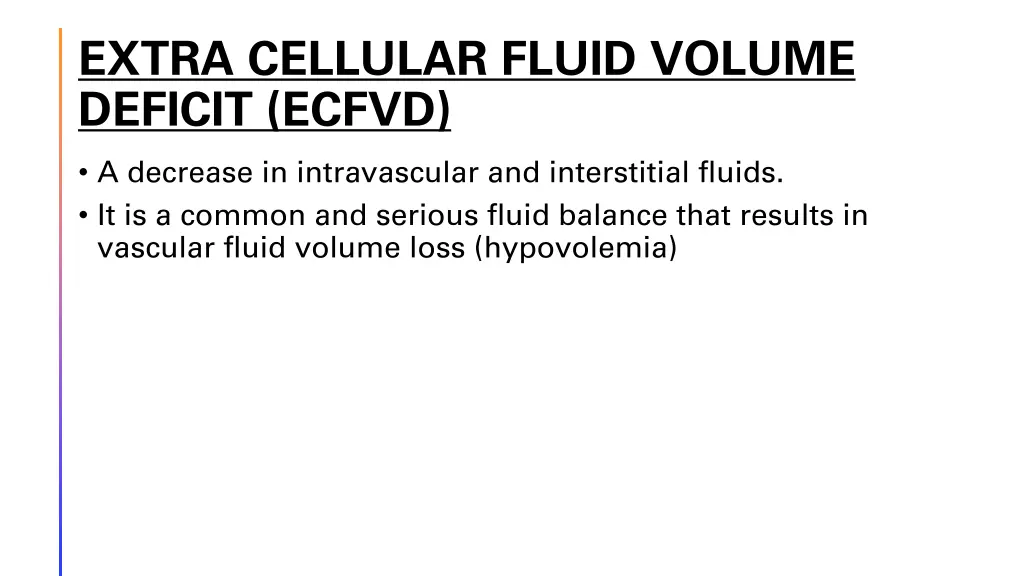extra cellular fluid volume deficit ecfvd