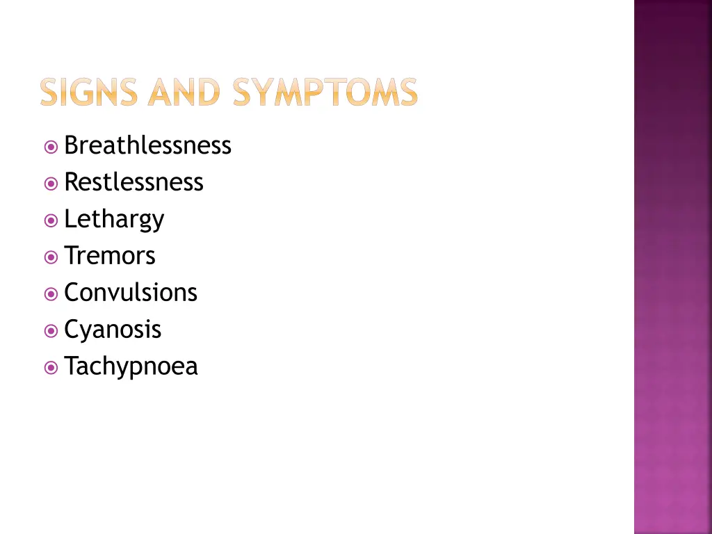 signs and symptoms