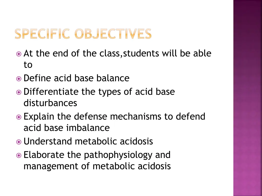 specific objectives