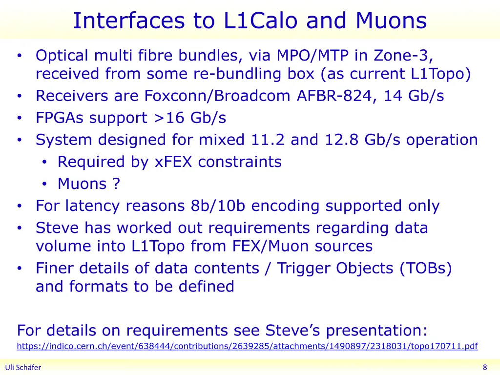 interfaces to l1calo and muons