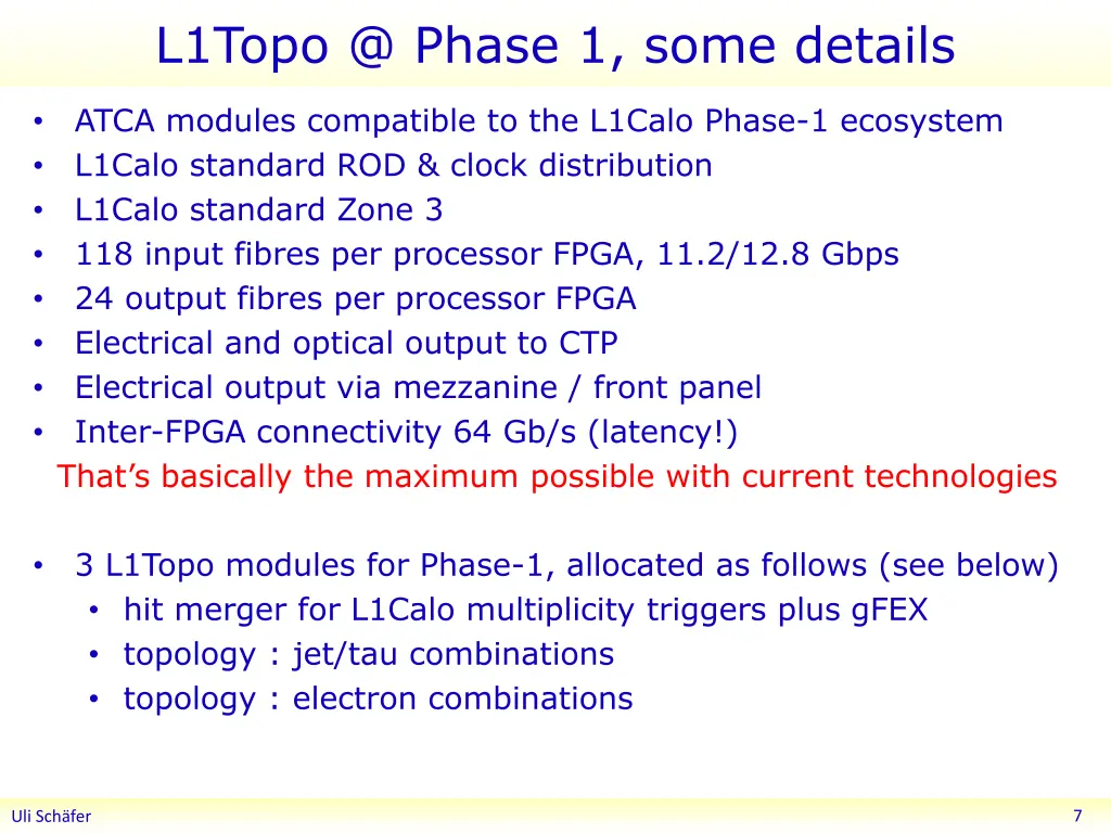 l1topo @ phase 1 some details