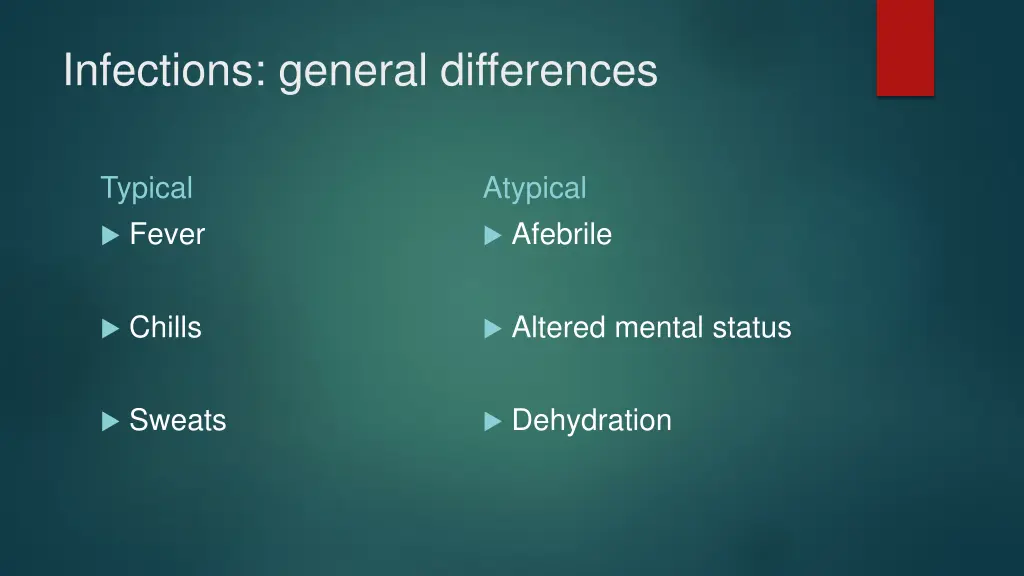 infections general differences