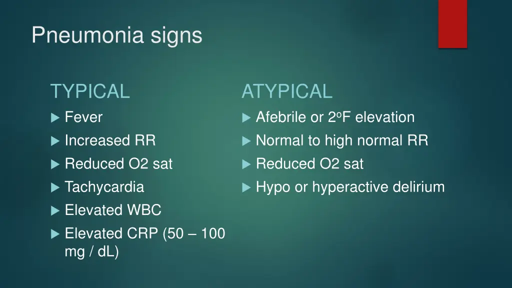 pneumonia signs