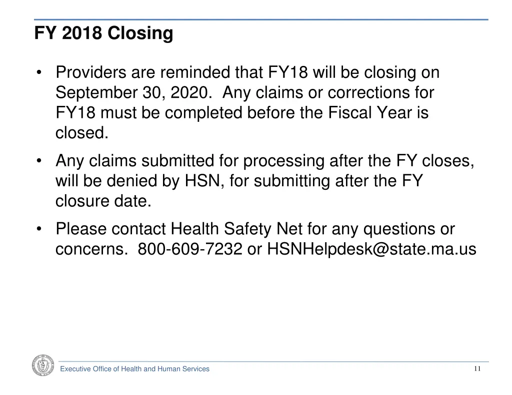 fy 2018 closing