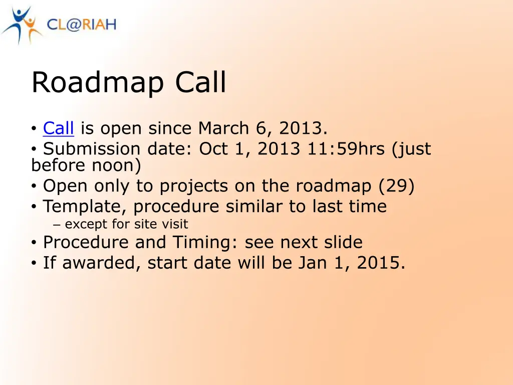 roadmap call