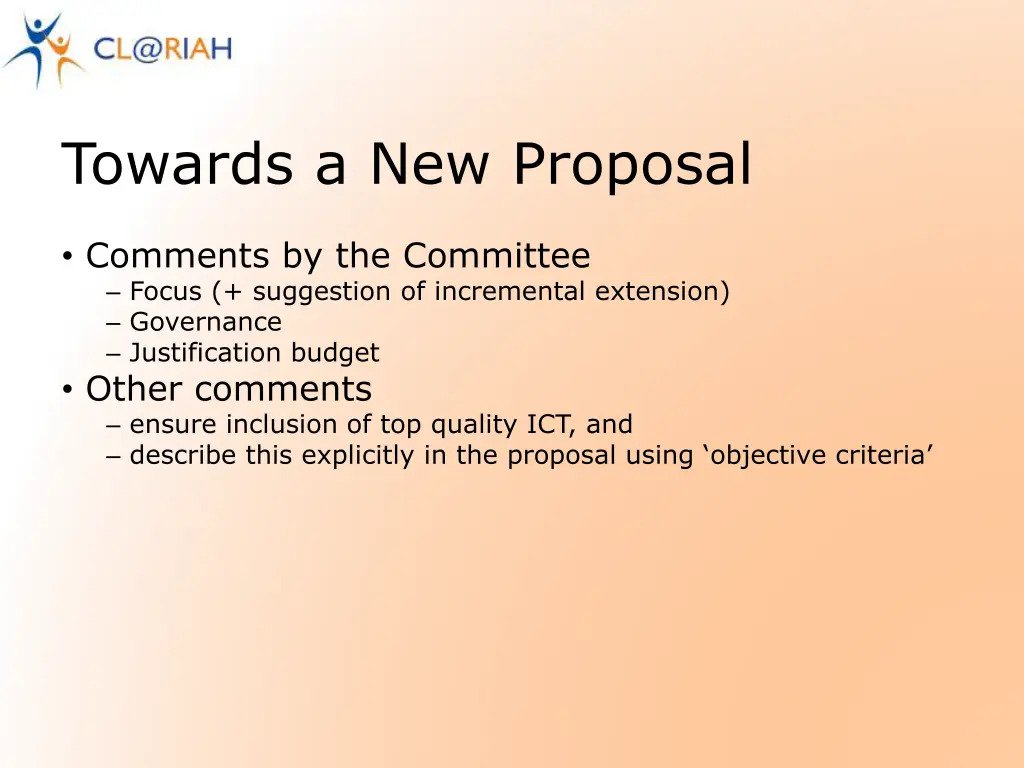 towards a new proposal