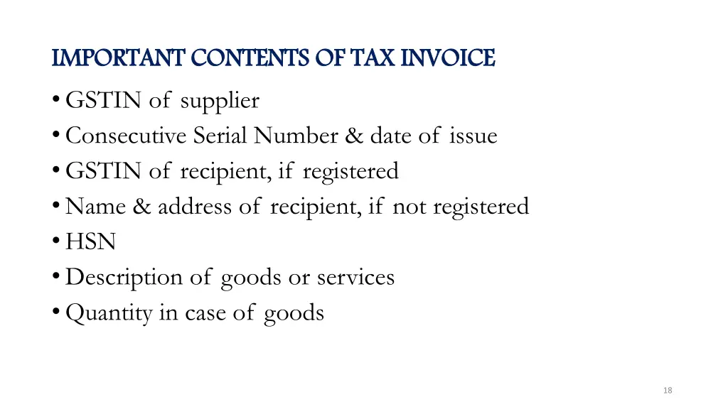 important contents of tax invoice gstin