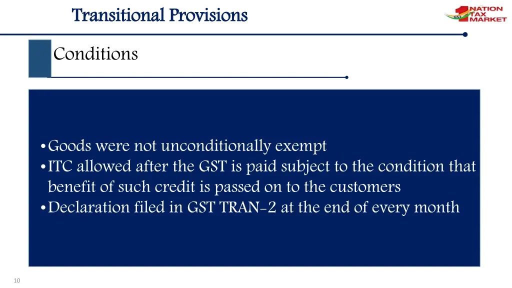 transitional provisions conditions