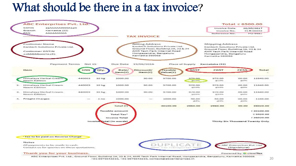 what should be there in a tax invoice