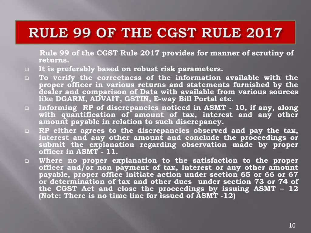 rule 99 of the cgst rule 2017 provides for manner