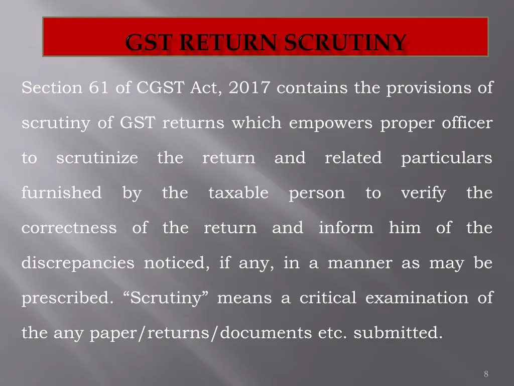 section 61 of cgst act 2017 contains